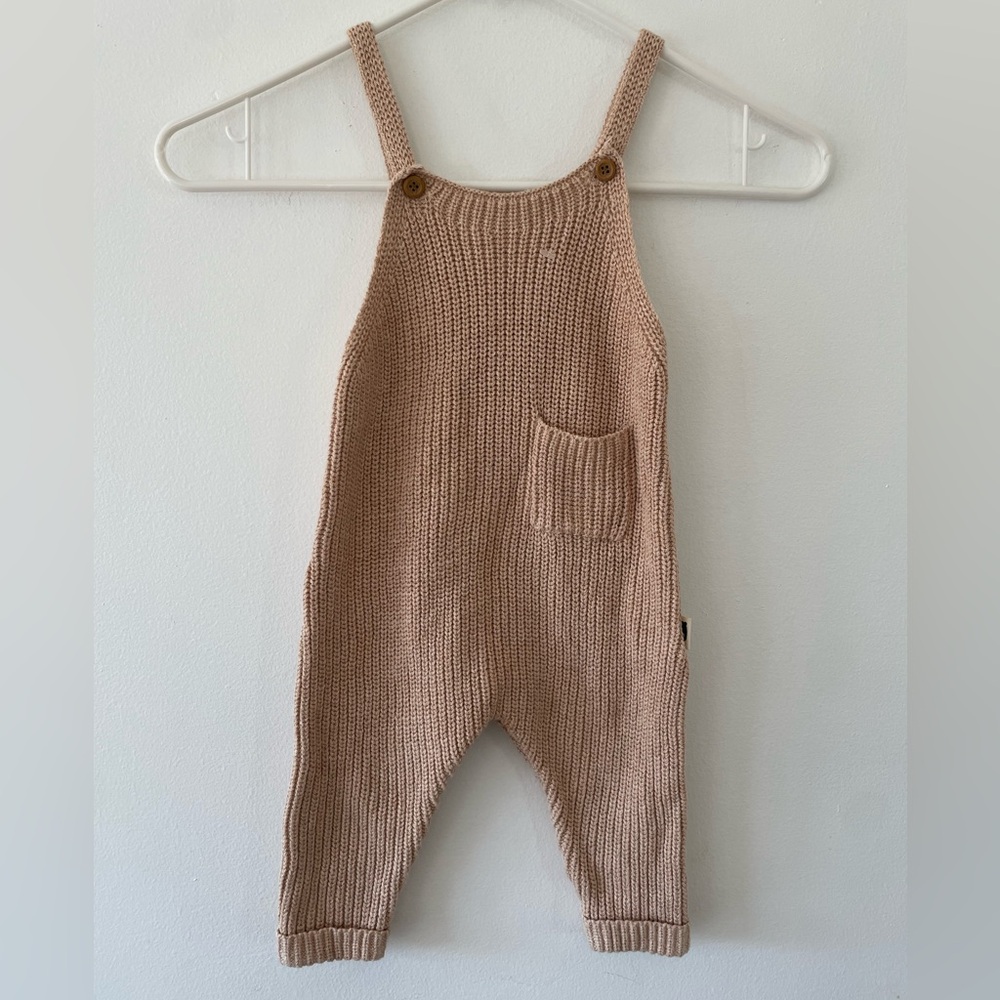 Rabbit + Bear 100% Organic Cotton Knit Overalls Size 6-9M